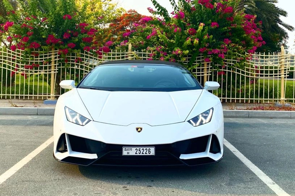 Lamborghini Huracan EVO Convertible WHITE 2020 rental dubai