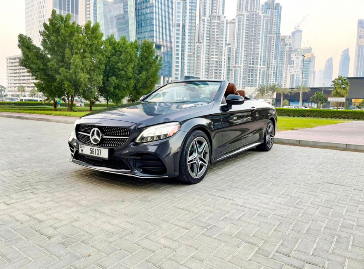 Mercedes C300 Convertible GREY 2019 rental dubai