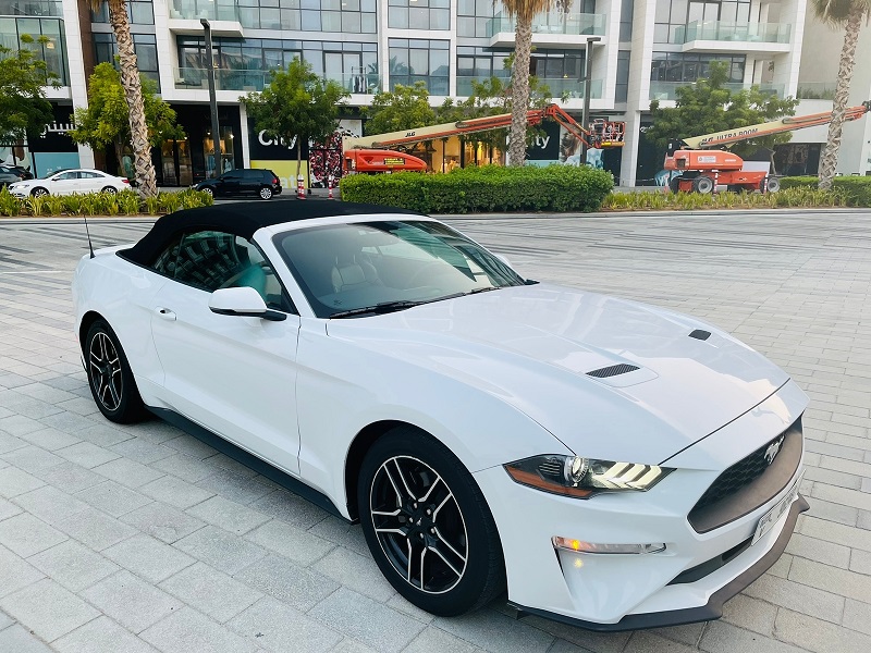 Ford Mustang Convertible  WHITE 2020 rental dubai