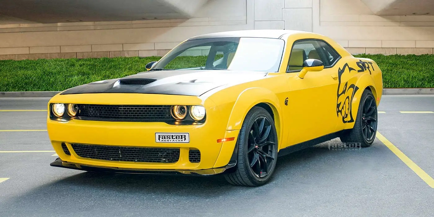 Dodge Challenger SRT Kit V8 2020 YELLOW 2020 rental dubai
