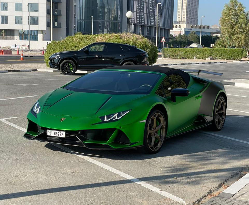 hire Lamborghini Huracan EVO Green  in dubai