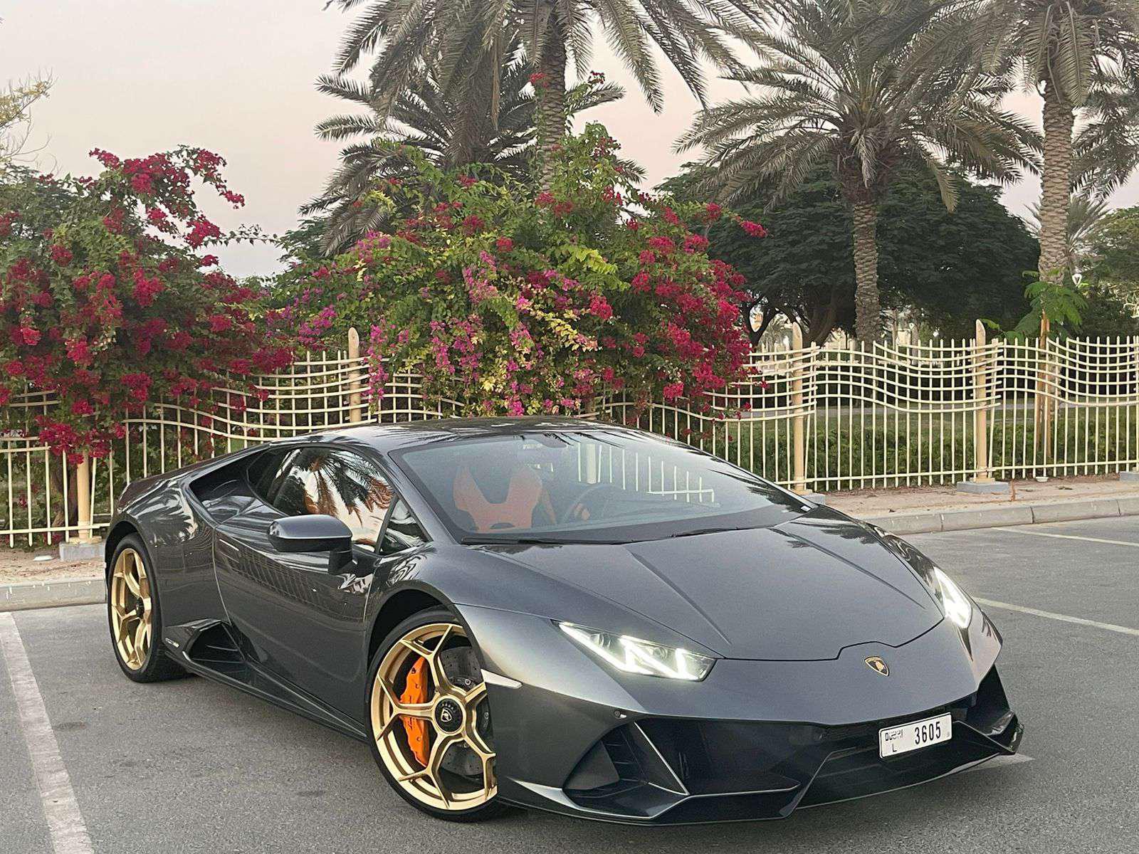 hire Lamborghini Huracan Evo Coupe grey Without Deposit  in dubai