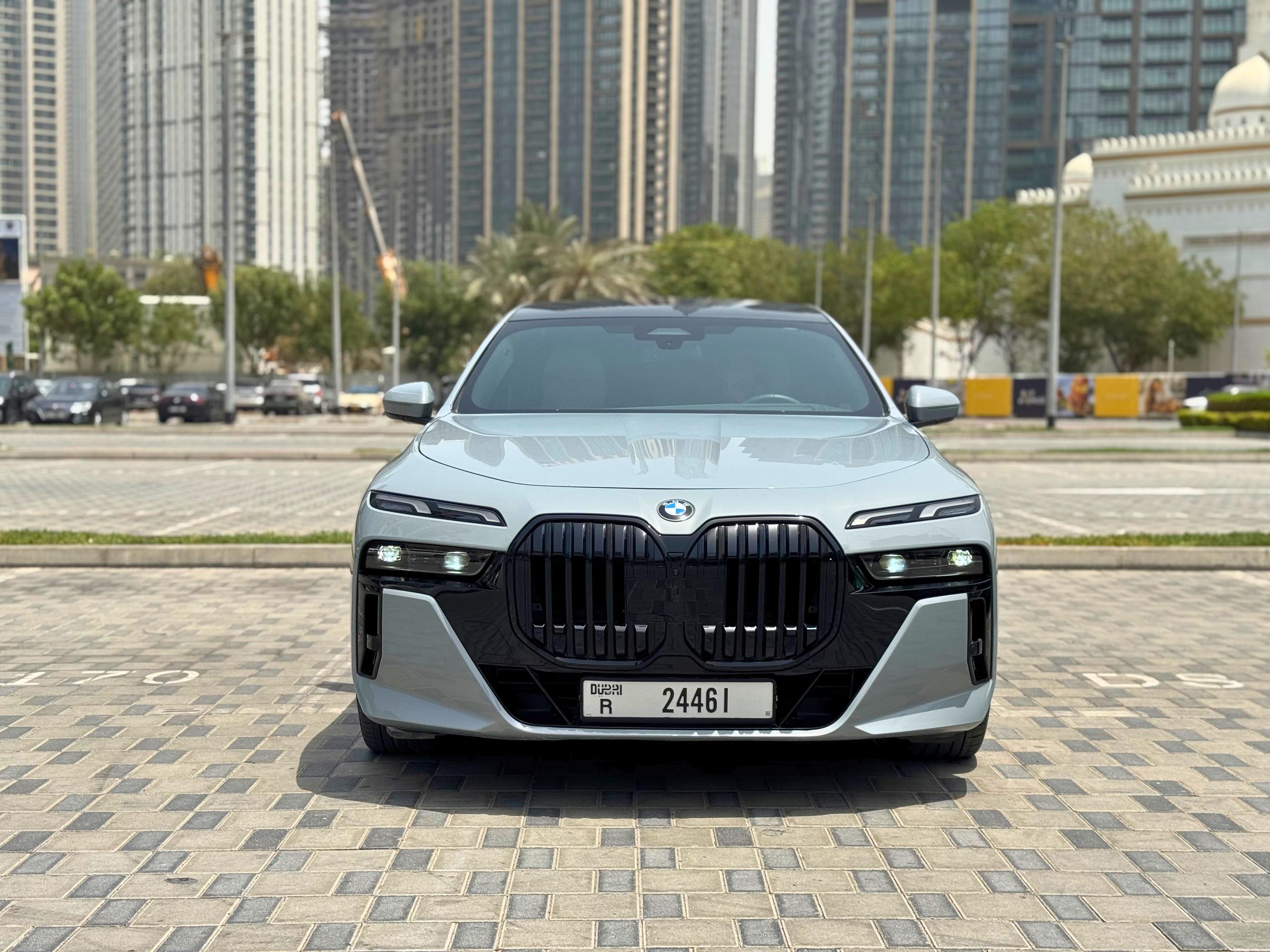 hire Luxury BMW 740i Nardo Grey without Deposit in dubai