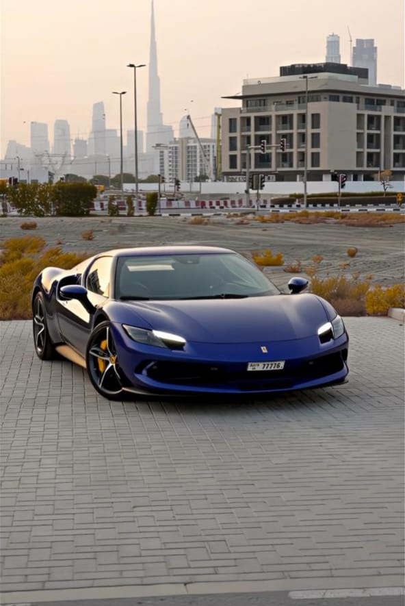 hire FERRARI 296 GTB Blue Coupe Without Deposit in dubai