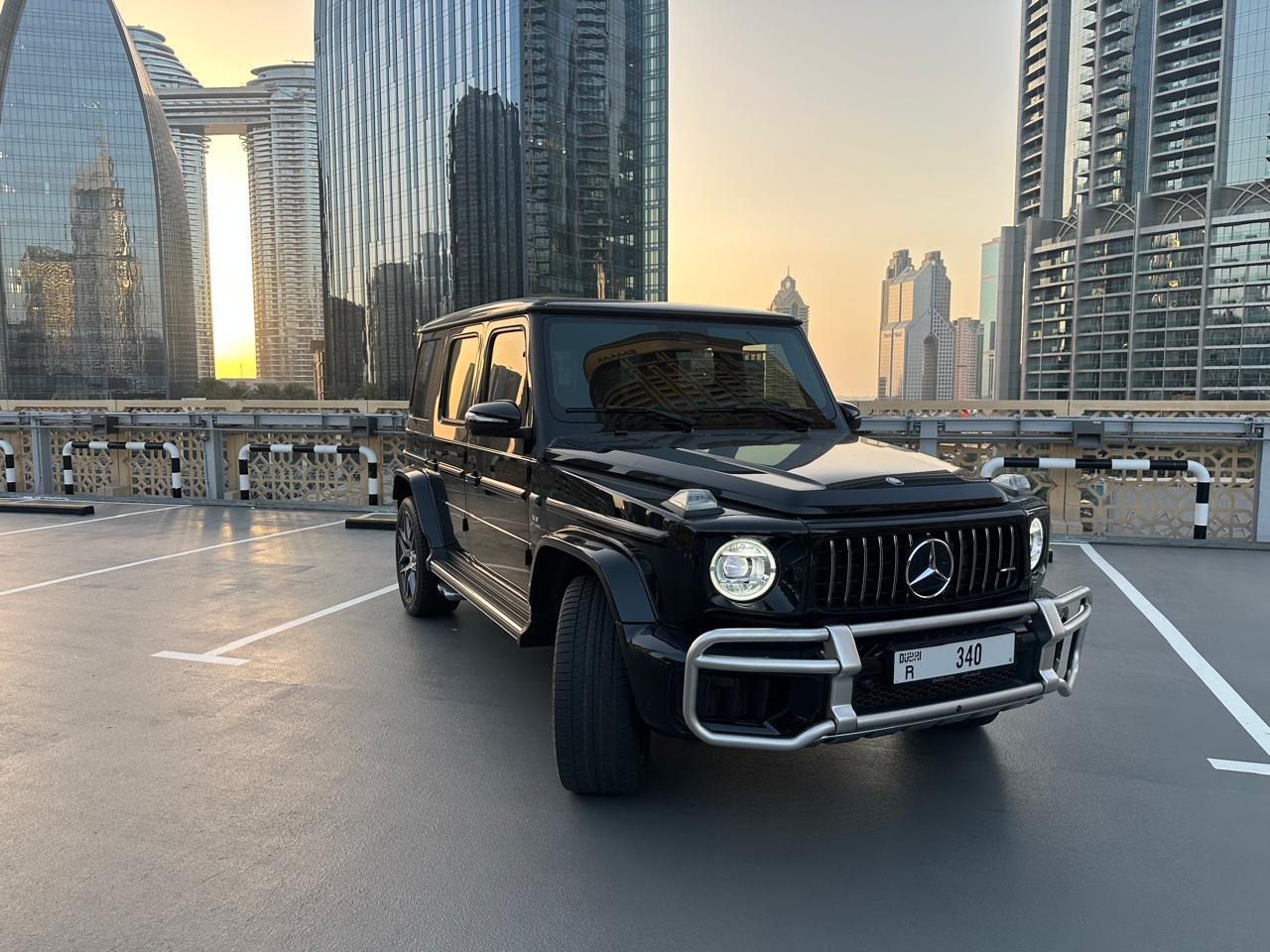 hire MERCEDES-BENZ AMG G63 BLACK SPECIAL 3-DIGIT PLATE R340 in dubai