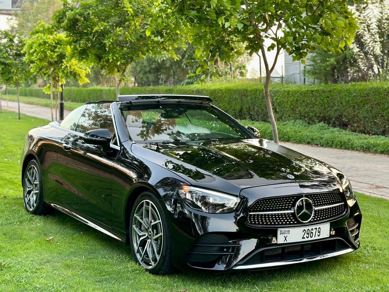 hire Mercedes AMG E450 convertible Black Airport in dubai