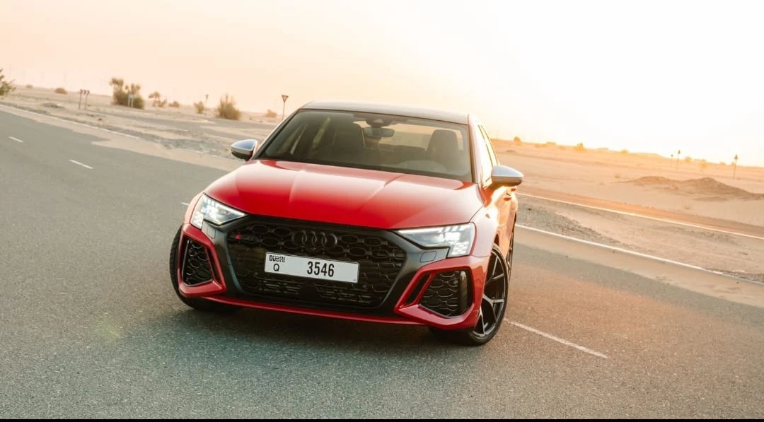 hire Audi RS3 Red in dubai