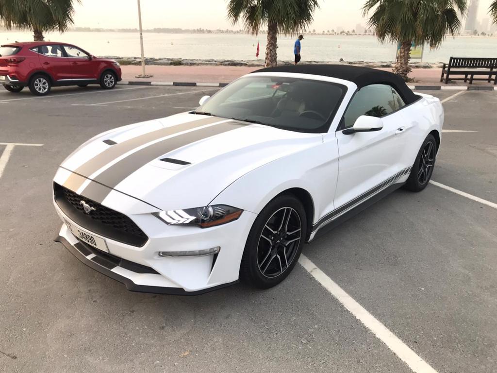 Ford Mustang convertible WHITE 2021 rental dubai
